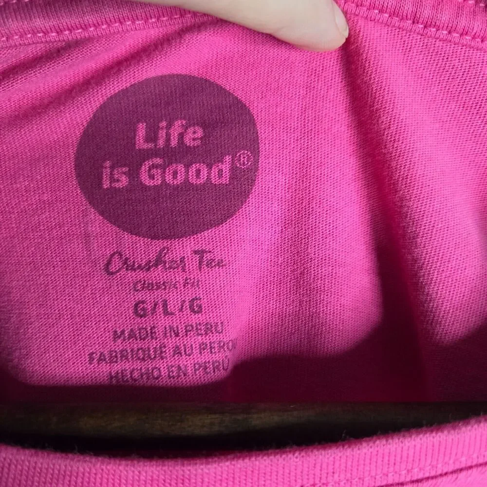 Life is Good Long Sleeve Crusher Tee Pink Floral Womens Large - Picture 4 of 7